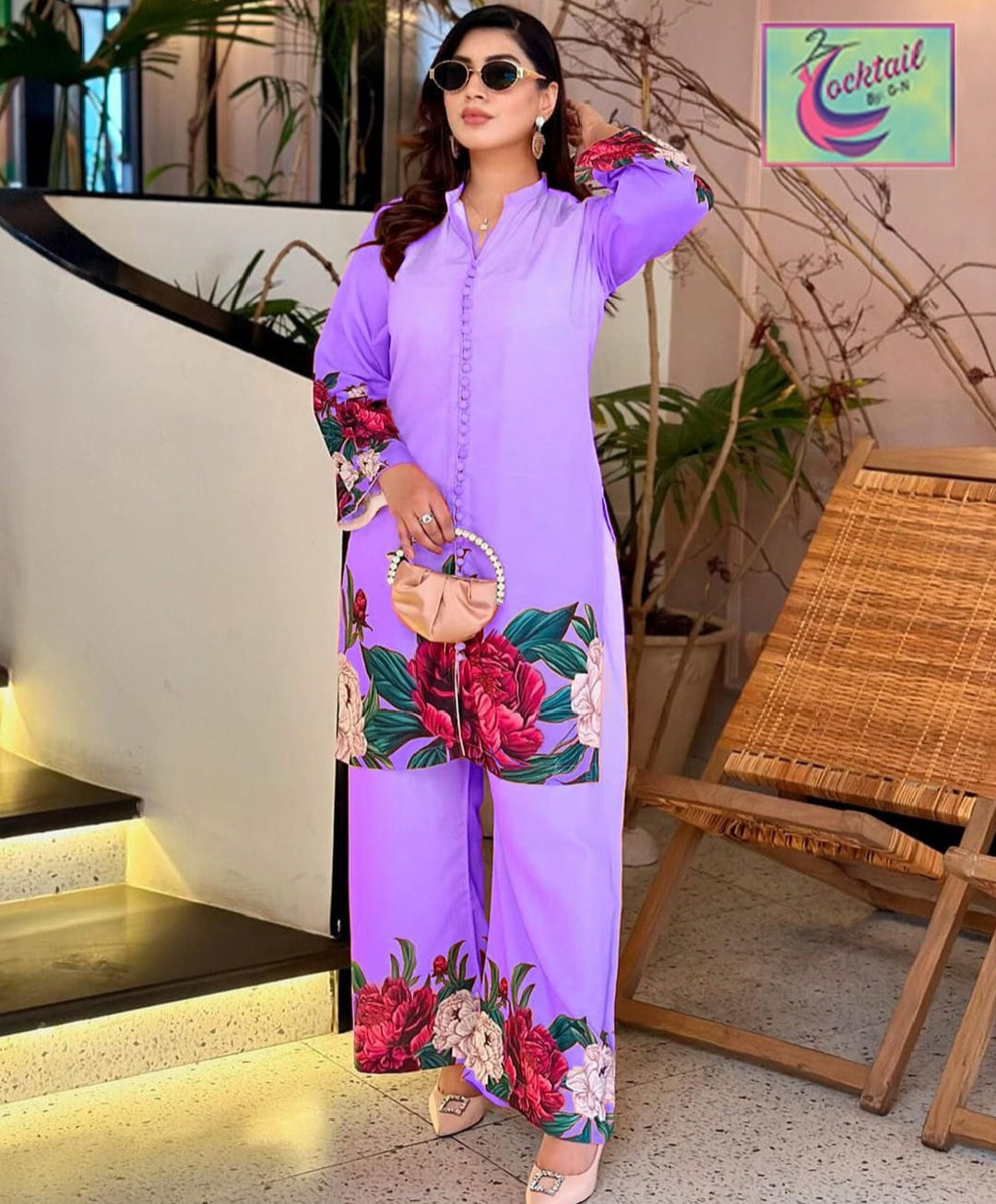 2 Pcs Floral Printed Orignal Shalmose Silk Suit