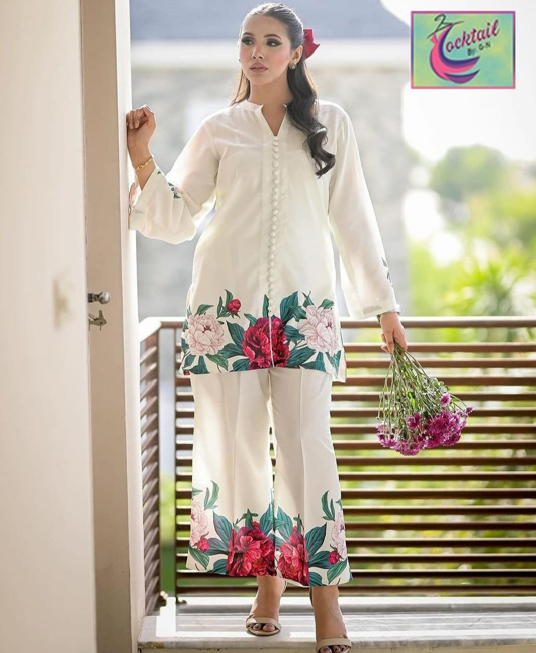 2 Pcs Floral Printed Orignal Shalmose Silk Suit