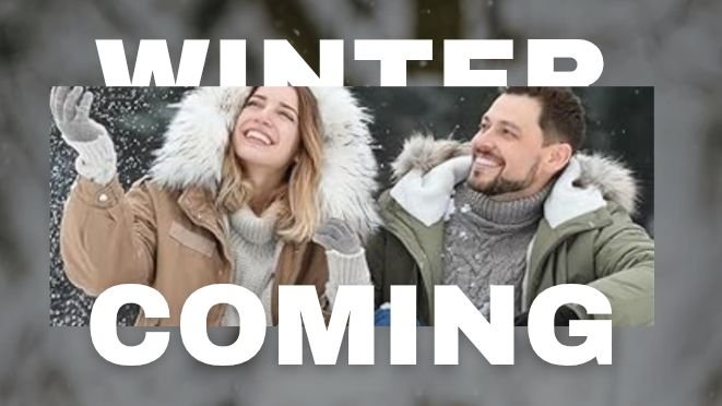 STYLISH WINTER OUTFITS FOR MEN AND WOMEN WEARING WARM JACKETS AND SWEATERS IN SNOEY WEATHER